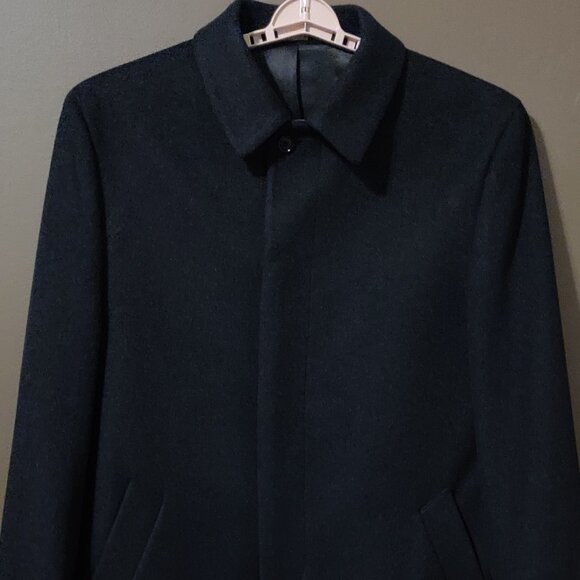 Jos. A. Bank Executive Collection Black 100% Wool Men's Top Coat SIZE 46L - Picture 7 of 11